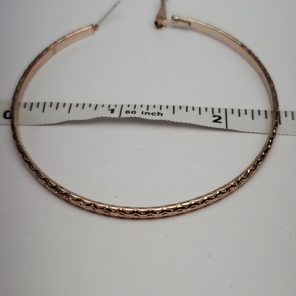 Gold plated 2.5" Hoop Earrings - Picture 3 of 6